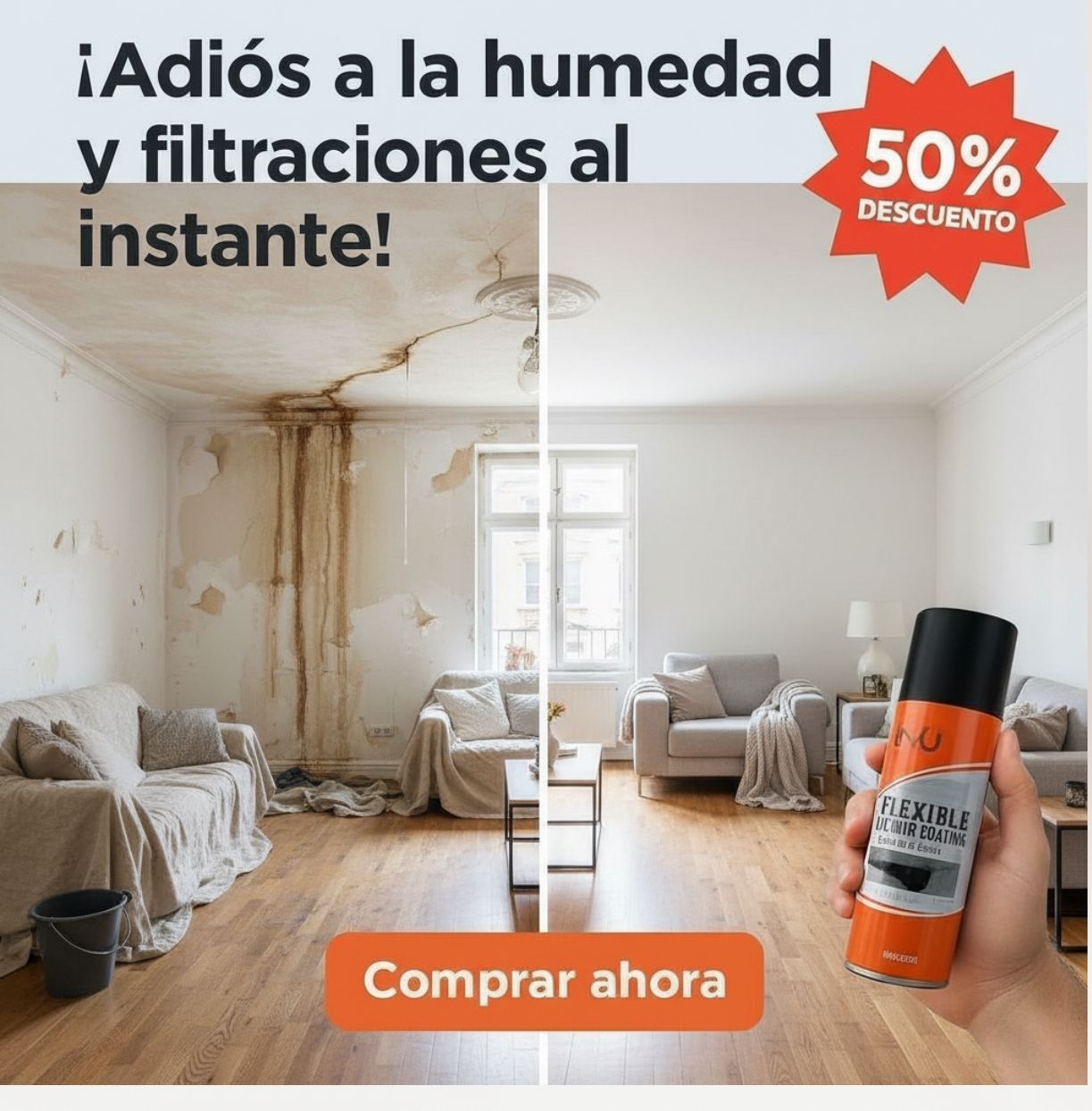 Spray Sellador Rubber Coating 3x1: soluciona la humedad, grietas y filtraciones