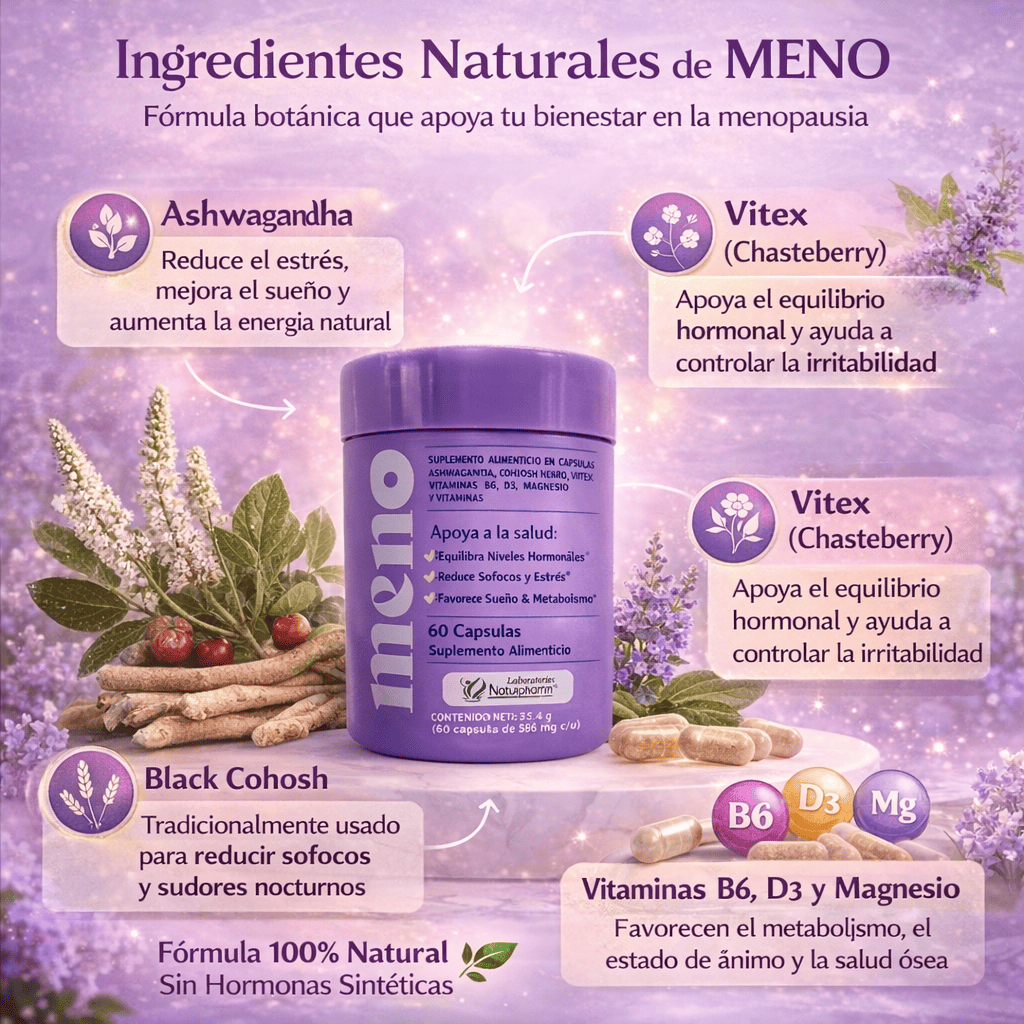 "Recupera tu equilibrio, tu sueño y tu figura." La única fórmula avanzada que alivia los síntomas de la menopausia mientras reactiva tu metabolismo.